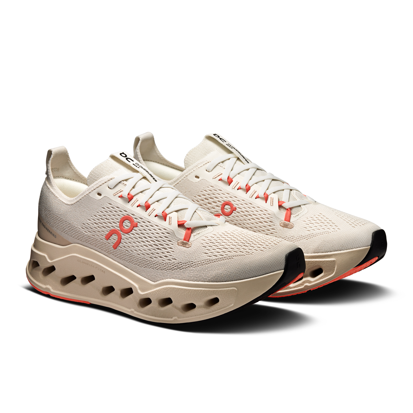 On Ivory/Salmon Cloudsurfer Max Wide Width Women's Running Shoes 3WF30573297