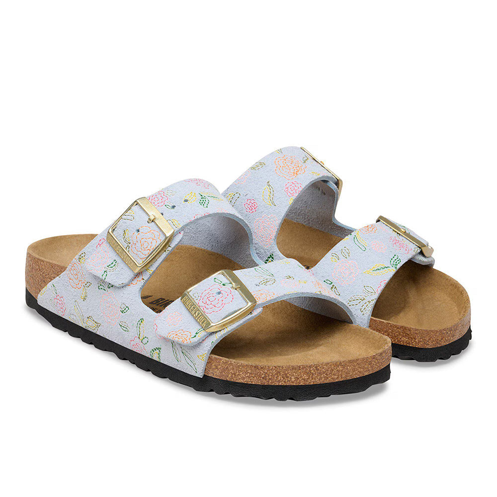 Birkenstock Arizona "Flower Print" - Baby Blue
