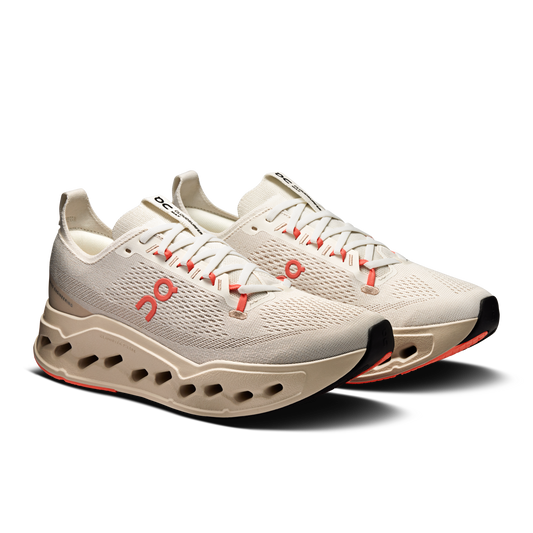 On Ivory/Salmon Cloudsurfer Max Wide Width Women's Running Shoes 3WF30573297