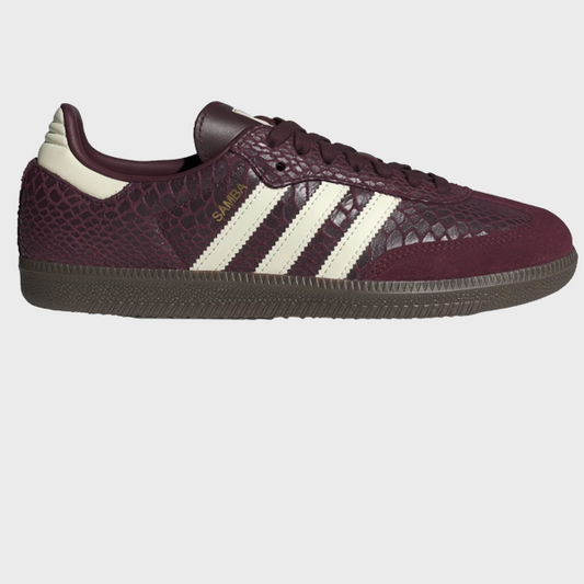 Women's Samba OG Shoes Maroon / Cream White / Gold Metallic