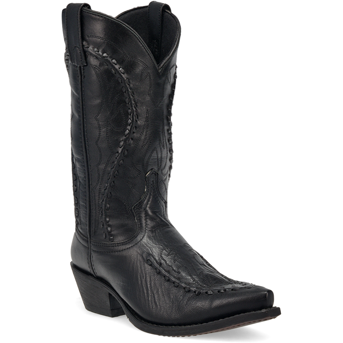 Laredo Black Men's Goat Western Cowboy Boots with Buck Lace Stitching 68430