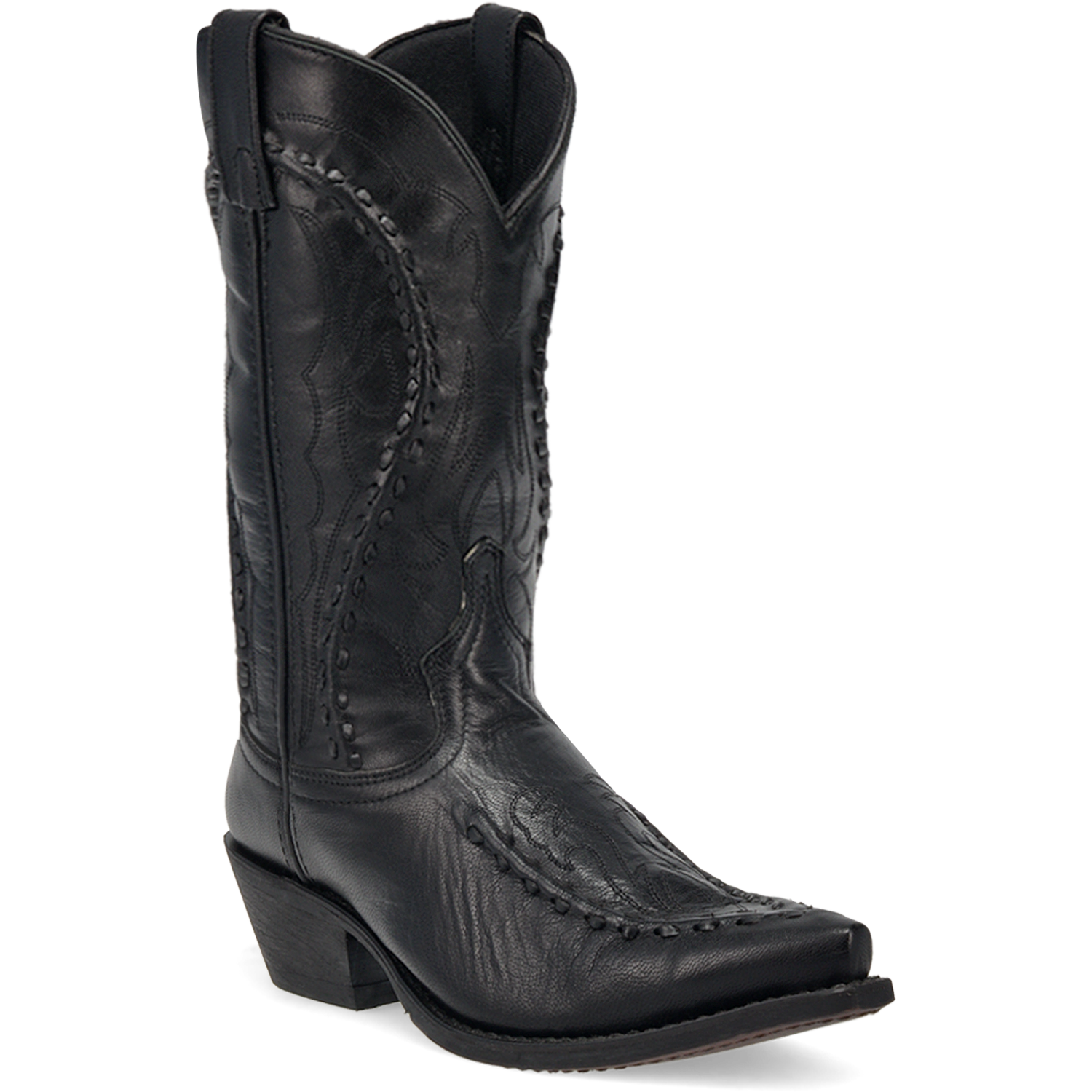 Laredo Black Men's Goat Western Cowboy Boots with Buck Lace Stitching 68430