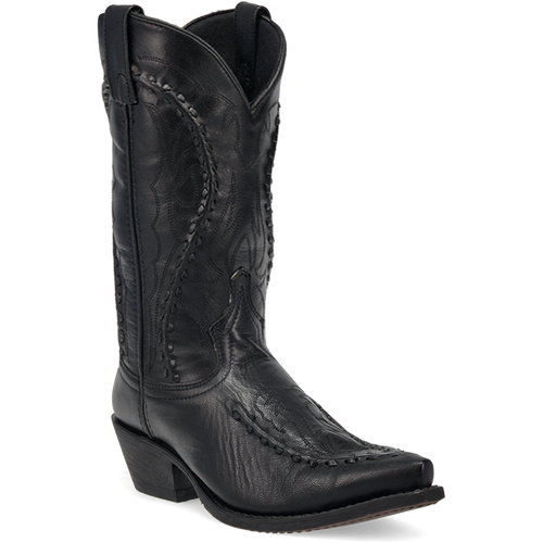 Laredo Black Men's Goat Western Cowboy Boots with Buck Lace Stitching 68430