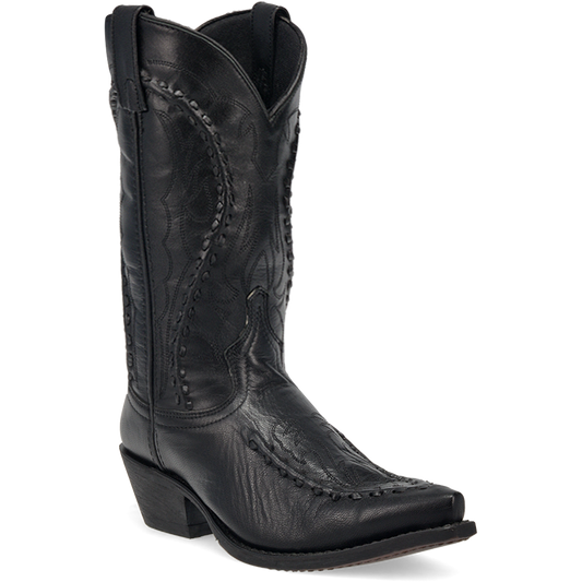 Laredo Black Men's Goat Western Cowboy Boots with Buck Lace Stitching 68430